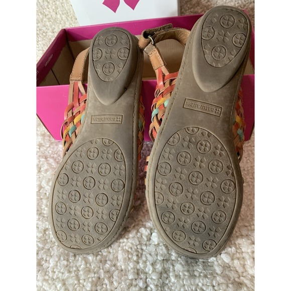 Naturalizer Wendy Brown Sandals Sling Back Tan Leather multicolor Detail Sz. 8.5 - Picture 3 of 3
